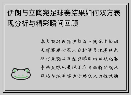 伊朗与立陶宛足球赛结果如何双方表现分析与精彩瞬间回顾